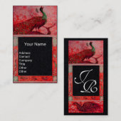 Huwelijksliefde Pauw Monogram Roet Zwart Papier Visitekaartje (Voorkant / Achterkant)