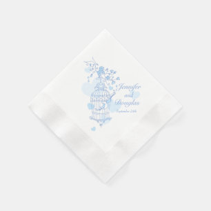 Huwelijksliefde vogels blauw papier servetten