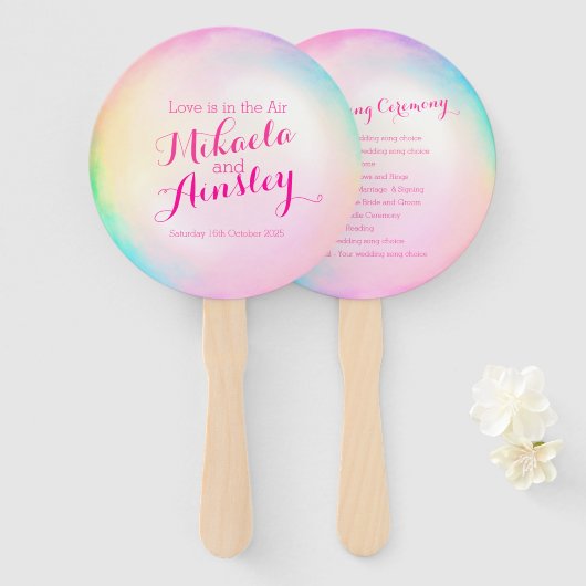 Huwelijksliefde zit in het luchtbel kunstprogramma handwaaier (Voorkant en achterkant)