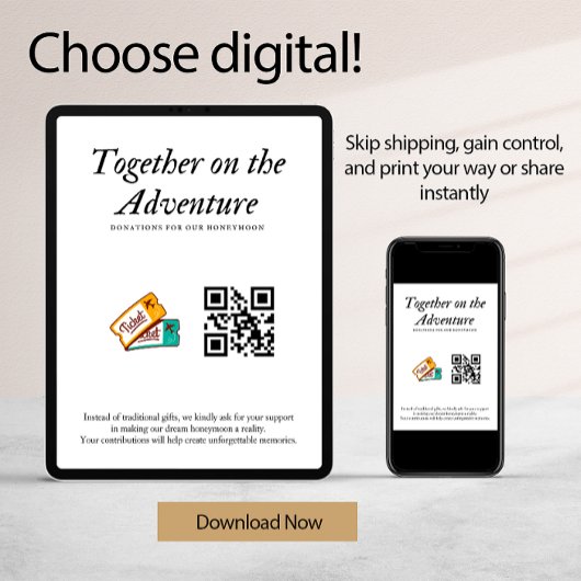 Huwelijkslijst Honeymoon Fonds QR-code Cadeau Kaart