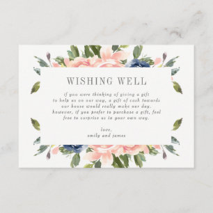 Huwelijkslijst Navy Blush Cadeau of Wishing Well K Informatiekaartje