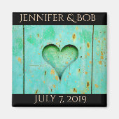 Huwelijksmagneet rustiek blauwgroen magneet (Voorkant)