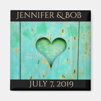 Huwelijksmagneet rustiek blauwgroen magneet