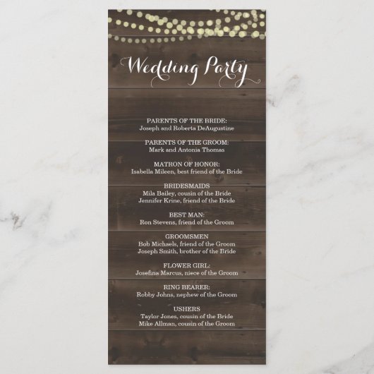 Huwelijksmassa / Ceremonie programma Fan | Rustiek Programmakaart (Achterkant)