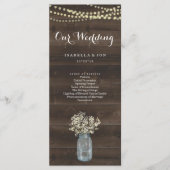 Huwelijksmassa / Ceremonie programma Fan | Rustiek Programmakaart (Voorkant)