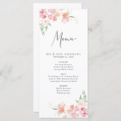 Huwelijksmenu | Bloemen Blush Roze & Koraal Menu (Voorkant / Achterkant)