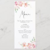 Huwelijksmenu | Bloemen Blush Roze & Koraal Menu (Voorkant)