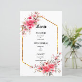 Huwelijksmenu, bloemenbruiloft menu (Staand voorkant)