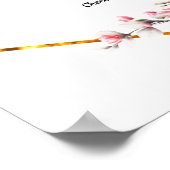 Huwelijksmenu, bloemenbruiloft menu poster (Hoek)