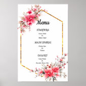 Huwelijksmenu, bloemenbruiloft menu poster (Voorkant)