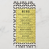 Huwelijksmenu | Crème & Zwart geometrisch patroon Menu (Voorkant / Achterkant)