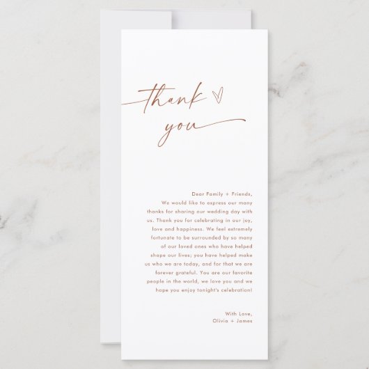 Huwelijksmenu Dank u kaart, dank u nota (Voorkant)