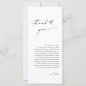 Huwelijksmenu Dank u kaart, gasten dank u nota (Voorkant)