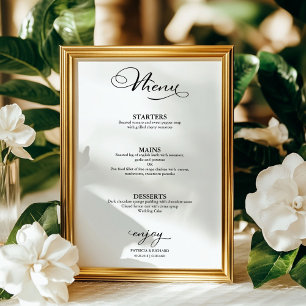 Huwelijksmenu Eenvoudige Elegante Calligrafie Poster