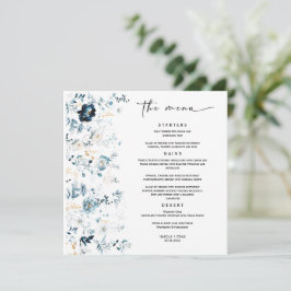 Huwelijksmenu sjabloon Navy Blue en Goud Menu