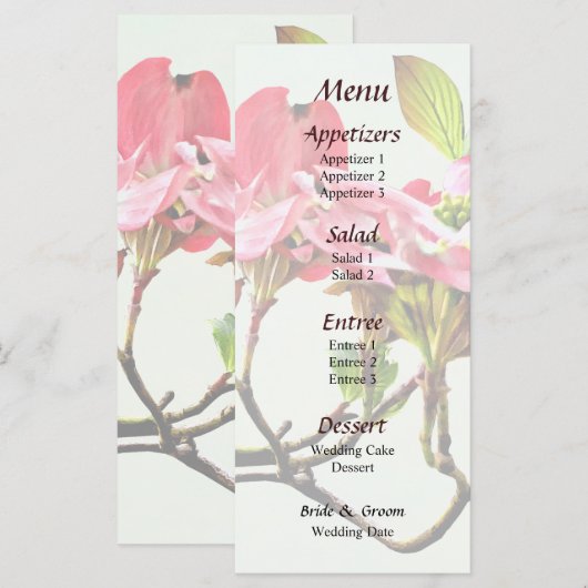 Huwelijksmenu van Roze Bloesem Menu (Voorkant / Achterkant)