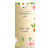 huwelijksmenu voor marinescholie en goudbloemen reclamekaart (Achterkant)