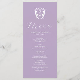 Huwelijksmenu's Eenvoudig Monogram Crest Lila Menu