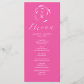 Huwelijksmenu's Eenvoudig Monogram Fuchsia Roze Menu (Voorkant)