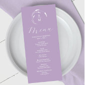 Huwelijksmenu's Eenvoudige Monogram Lavendel Menu
