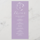 Huwelijksmenu's Eenvoudige Monogram Lavendel Menu (Voorkant)