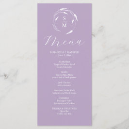 Huwelijksmenu's Eenvoudige Monogram Lavendel Menu