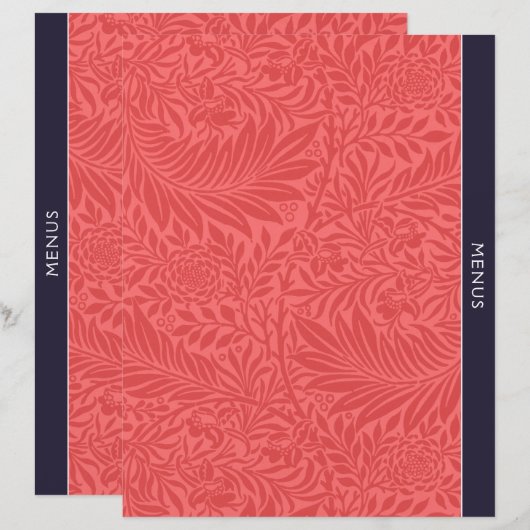 Huwelijksmenu's | Ontvanger divider |  Rode Floral (Voorkant / Achterkant)