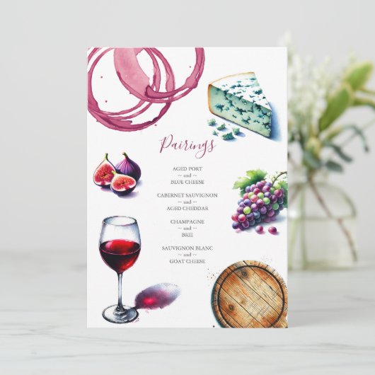 Huwelijksmenu's Wijn & Kaasproeverij Kaart (Staand voorkant)