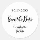 Huwelijksminimalist Save the Date Ronde Sticker (Voorkant)