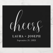 Huwelijksminimalistisch eenvoudig zwart en wit sparkling wijnetiket (Enkel label)