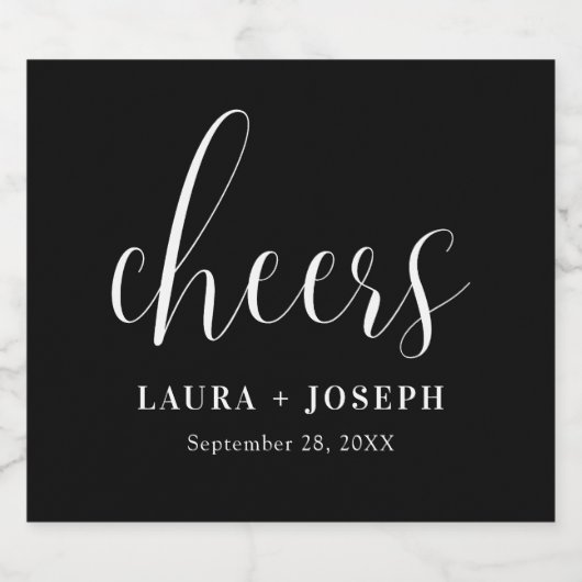 Huwelijksminimalistisch eenvoudig zwart en wit sparkling wijnetiket (Enkel label)