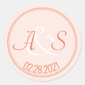 Huwelijksminimalistische Classic Initialen & Date  Ronde Sticker (Voorkant)