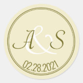 Huwelijksminimalistische klassieke Initialen en da Ronde Sticker (Voorkant)