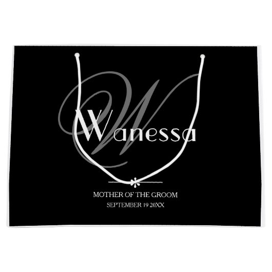 Huwelijksmoeder van de bruidegom Elegant Monogram  Groot Cadeauzakje (Voorkant)