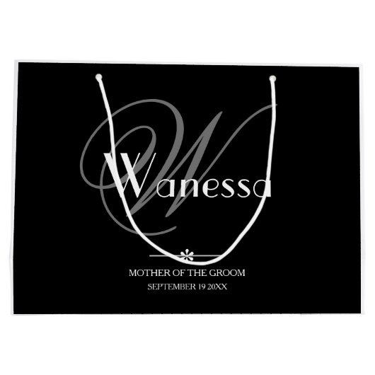 Huwelijksmoeder van de bruidegom Elegant Monogram  Groot Cadeauzakje (Achterkant)