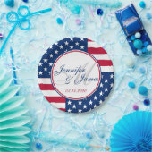 Huwelijksmonogram Aangepaste Amerikaanse vlag Papieren Bordje (Feest)