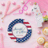 Huwelijksmonogram Aangepaste Amerikaanse vlag Papieren Bordje (Feest)