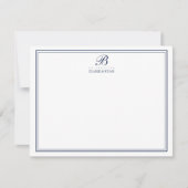 Huwelijksmonogram briefpapier kaarten in Navy Schr (Voorkant)