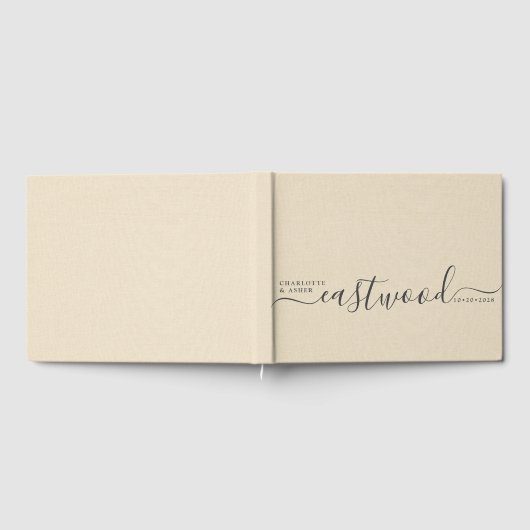 Huwelijksmonogram crème bruiloft gastenboek (Volledig)