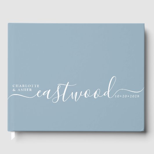 Huwelijksmonogram Dusty Blue Wedding Gastenboek (Voorkant)
