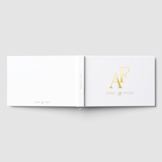 Huwelijksmonogram Elegante Eenvoudige Gouden Folie Gastenboek (Volledig)