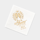 Huwelijksmonogram en datum Proost op champagne Folie Servetten (Links)