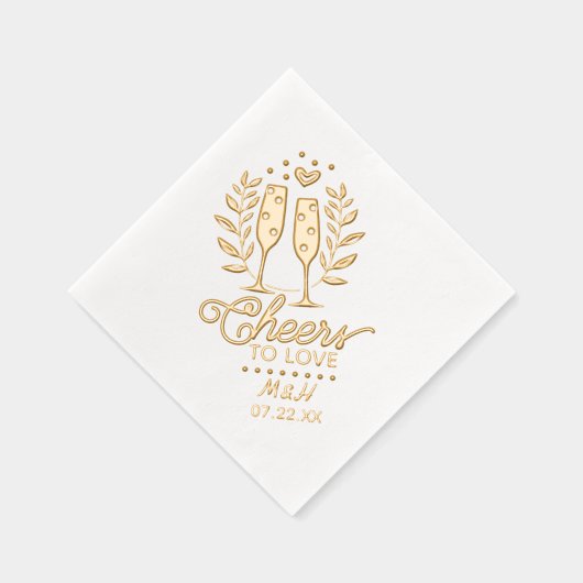 Huwelijksmonogram en datum Proost op champagne Folie Servetten (Rechts)