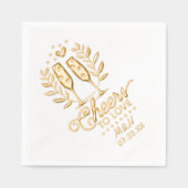 Huwelijksmonogram en datum Proost op champagne Folie Servetten (Voorkant)
