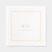 Huwelijksmonogram Gepersonaliseerde achternaam Lij Folie Servetten (Voorkant)