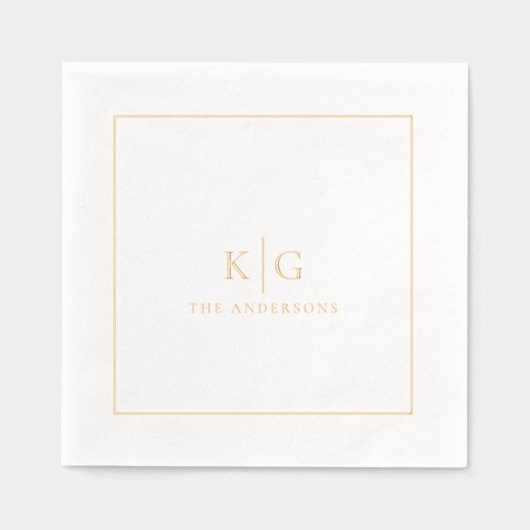 Huwelijksmonogram Gepersonaliseerde achternaam Lij Folie Servetten (Voorkant)