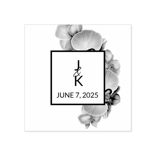 Huwelijksmonogram Hout Art Stamp Rubberstempel (Afrduk)