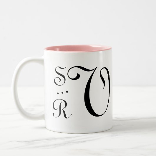 Huwelijksmonogram Initialen Elegant Minimalist Tweekleurige Koffiemok (Links)