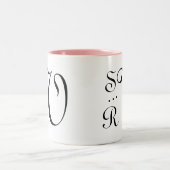 Huwelijksmonogram Initialen Elegant Minimalist Tweekleurige Koffiemok (Center)