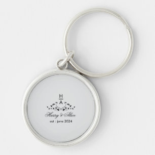 Huwelijksmonogram Initialen van echtpaar Sleutelhanger